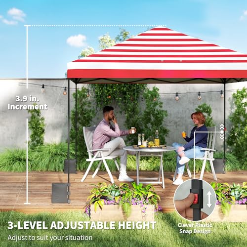 Outsunny 10 x 10 ft Pop Up Canopy Tent with One Push Setup, Easy Setup Outdoor Portable Instant Canopy Shelter with Wheeled Carry Bag, Sandbags, Adjustable Height for Parties, Events, American Flag - color: American Flag