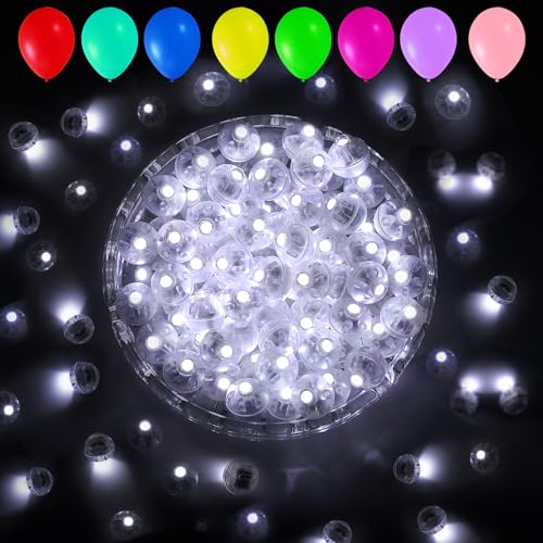 Aogist 100pcs Balloon Lights,Long Standby Time Waterproof Twinkle Mini Light,Battery Powered,Round LED Ball Lamp for Balloon Paper Lantern Party Wedding Christmas Halloween Decorative,White-Flash - color: White, size: 0.6inch (Flash)