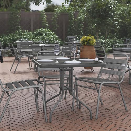 Flash Furniture Barker 31.5'' Square Tempered Glass Metal Table, Silver - color: Clear Top/Silver Frame, size: 31.5" Square