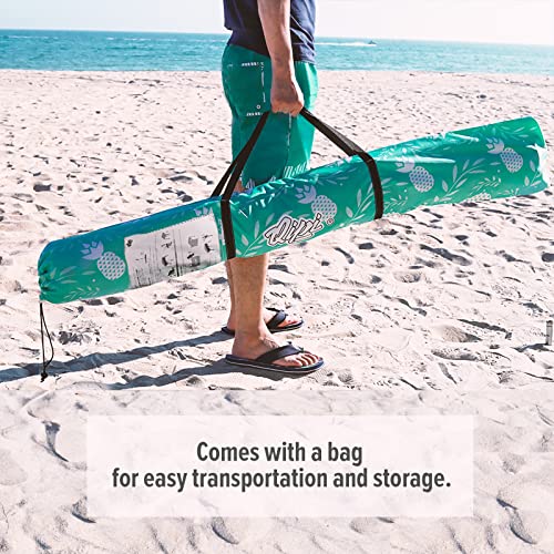 Qipi Beach Cabanas for Sand, Beach Canopy with Sandbags & Side Wall for Family, Easy Set Up Sun Shelter, UPF 50+ UV Protection with Roof Vent - color: 6' x 6' A-Pineapple Jungle