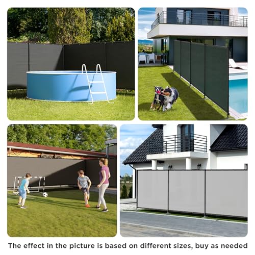 6' x 12' Gray Outdoor Privacy Screen Freestanding 240 GSM Privacy Fence Panels for Outside, Pool Fences with Poles, Backyard Temporary Fencing, Privacy Wall Ground Pole Fence - color: Gray, size: 0 6' x 12'