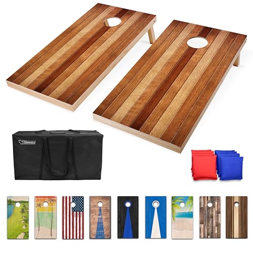 GoSports 4 x 2 ft Regulation Size Wood Cornhole Boards - 10 Vintage Wood Designs (Choose Your Style) - color: Red Oak