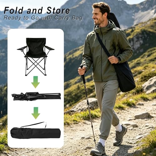 6 Pack Folding Camping Chairs, Portable Lightweight Outdoor Lawn Chair with Cup Holder and Carry Bag, Collapsible Foldable Chair for Camping, Beach, Fishing, Picnic, Garden 300LBS - color: Standard, size: 6PCS