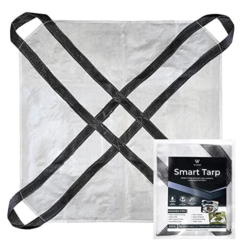 Custom Designed Multi-Use Utility Tarp - 9'x9' - Home, Garden, Construction, Camping & Trailering. Extra Strong Waterproof & UV Resistant - Handles - size: 9x9