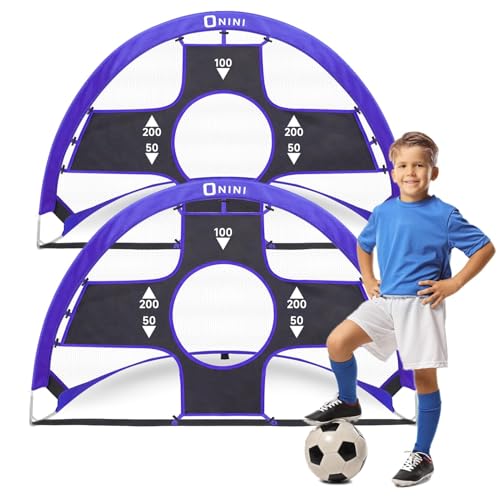 Onini Upgrade 6 Foot Pop Up Soccer Goals Blue - Portable Foldable Training Football Net with Target and Bag - Ideal for Toddler, Boys, Youth Outdoor Sports Games(2 Pack) - size: 4 ft Round