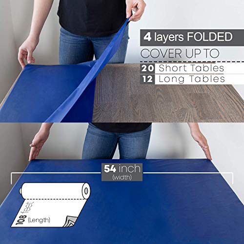 Neatiffy Disposable Plastic Table Cloth Roll | 54 in x 108 Ft Waterproof Tablecloth | Table Cover for Rectangle, Square, Round Oval Tables | Picnic, Party, Banquet, Birthdays, Weddings - Royal Blue - color: Royal Blue
