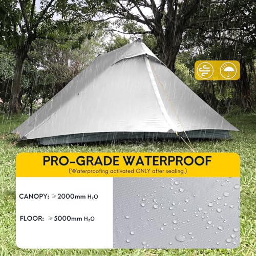 LANSHAN Ultralight Tent 3-Season Backpacking Tent for 1-Person or 2-Person Camping, Trekking, Kayaking, Climbing, Hiking - color: Pro 2-person, grey