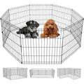 FDW 24 Inch Dog Pen 8 Panel Dog Playpen Indoor Outdoor Metal Puppy Pet Fence Portable Folding Animal Exercise Fence,Black