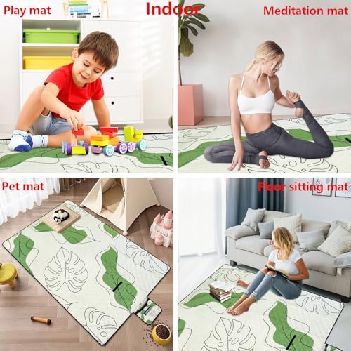 Cute Large Picnic Blanket 79"X60" Foldable Waterproof Outdoor Picnic Beach Mat Sand Proof Blanket Compact Portable with Carry Strap Cozy Beach Rug for Camping Park Lawn Hiking Indoor Play Mat, Leaf - color: Leaf