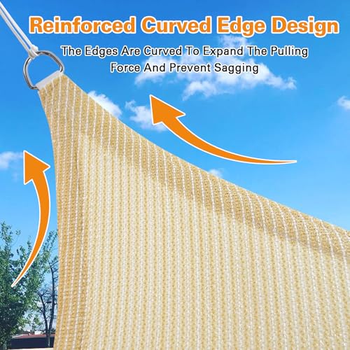 Artpuch Sun Shade Sail Beige 6'X24'Customized Curved Edges Rectangle Canopy 95% UV Block Sun Shade for Outdoor Patio Garden Backyard (We Make Custom Size) - color: Beige, size: 6'X24'Customized