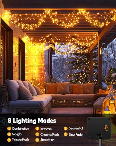 Brightown Solar String Lights for Outside, 19.6Ft 240 LED Solar String Lights Outdoor Waterproof, Solar Fairy Lights with 8 Modes for Patio Party Garden Yard Home, Warm White - color: Warm White, size: 19.6Ft