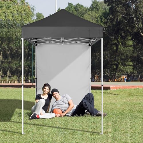 EAGLE PEAK Pop up Canopy 5x5, Outdoor Portable Canopy Tent with One Removable Sunwall, Carry Bag Included, Gray - color: Gray