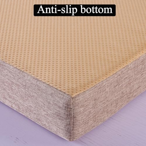 Custom Long Dining Bench Cushion for Indoor Furniture Non-Slip Rectangle Window Seat Cushions 60 x14 Inch, Khaki - color: Khaki, size: 60″x14″