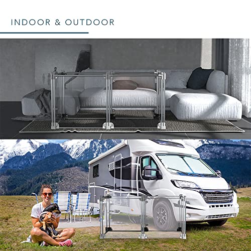 Front Row Foldable Dog Playpen – Durable and Portable Puppy Playpen for Exercise, Rest & Play – Clear Fence Panels with Aluminum Rods and Crate for Dogs and Other Small Pets (Silver, 6-Panel) - color: Silver