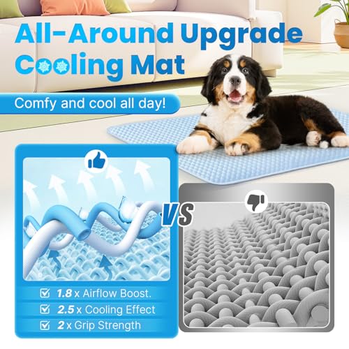 Mora Pets Dog Cooling Mat Instant Self Cooling Pad for Dogs & Cats Breathable Washable Summer Pet Cool Mat Indoor Outdoor, Puppy Cold Blanket for Floor Crate Car Travel Use Small 28'' x 22'' Blue - color: Light Blue, size: 28'' x 22'' (Small)