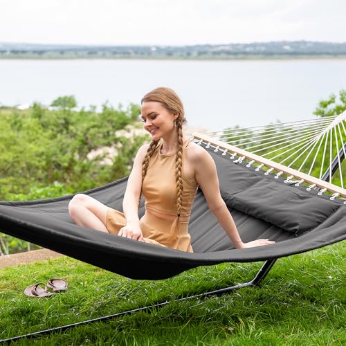 SUNCREAT Hammocks for Outside with 15 ft Stand, Stand Alone Hammock, 475 lbs Capacity, Dark Gray - color: Dark Grey, size: 15 ft Stand