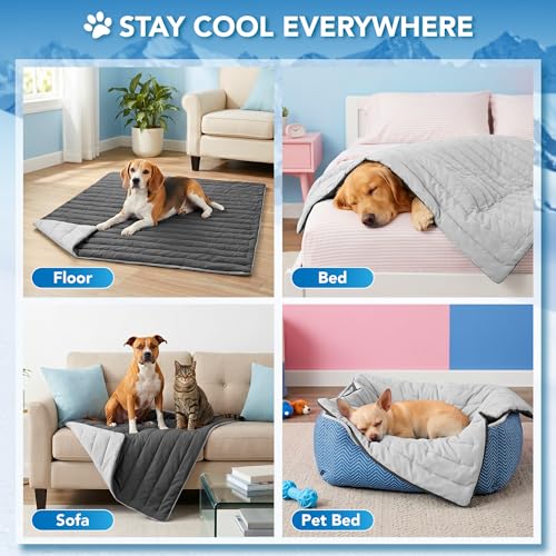 PetAmi Dog Cooling Mat, Q-Max Pet Cooling Blanket with Thick Cushioning, Self Cooling Pad for Dogs & Cats, Reversible Summer Mat for Crate, Couch, Kennel, Gray/Light Grey, Medium (29x40) - color: Gray/Light Grey, size: Medium (29x40)