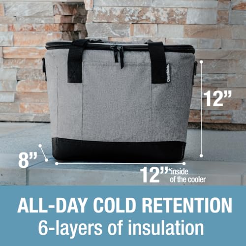 CleverMade Tahoe Collapsible Cooler Bag – Medium Portable Cooler Bag for Travel, Foldable Insulated Cooler for Beach, Picnic & Road Trips, Holds Up to 30 Cans, Leakproof Soft Carry Cooler - color: Gray Black, size: Medium