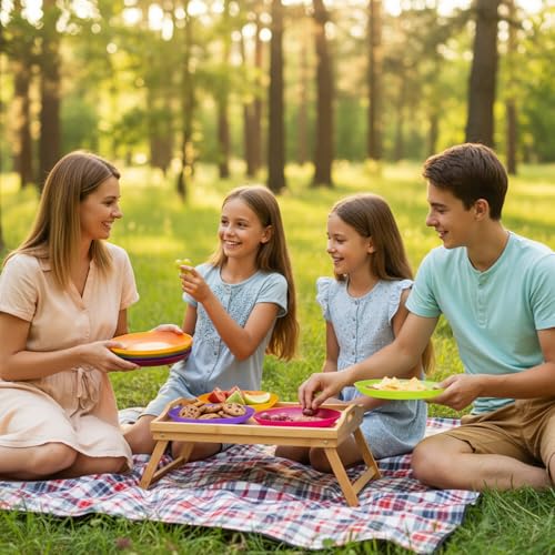 AOYITE Everyday Plastic Plates Reusable - Unbreakable 10 inch Dinner Plates set of 12 - BPA Free Dishwasher Safe & Microwave Kids Colorful Plate for Kitchen Party Camping Outdoor - color: Autumn Tones