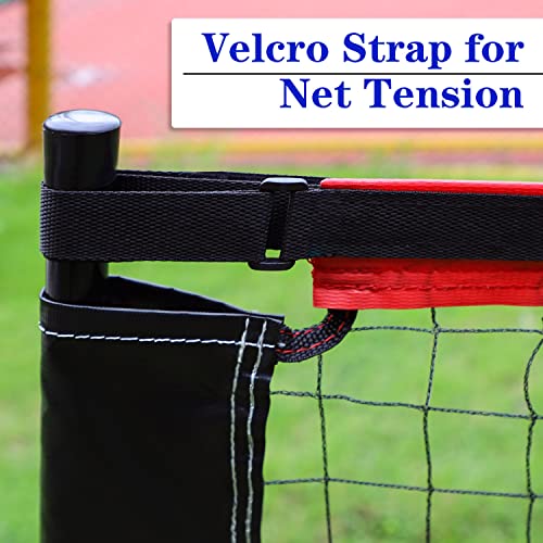 Pickleball Replacement Net 22ft x 3ft for Indoor or Outdoor Fits for Most Free-Standing Pickle Ball Frame Come with 4 Outdoor Pickle Balls (Net Only) - color: Black and Red