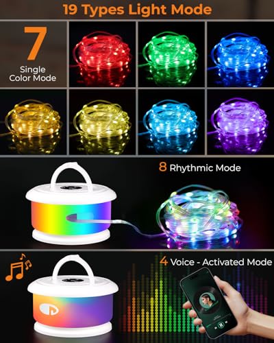 Camping String Lights, Retractable 32.8ft RGB Flash Lamp, Rechargeable Fairy LED Rope Lights Outdoor Waterproof, Portable Hanging Lantern for Outside Tent Patio Awning Garden RV Essentials - color: White