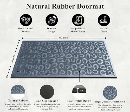 A1 Home Collections Horseshoe Design Rubber Pin Welcome Door Mats 30" x 60" for Door Entrance, Fun Designed Doormat, Welcome Mats for Front Door Non-Slip Backing Rubber Doormat - color: Rubber Horse Shoe