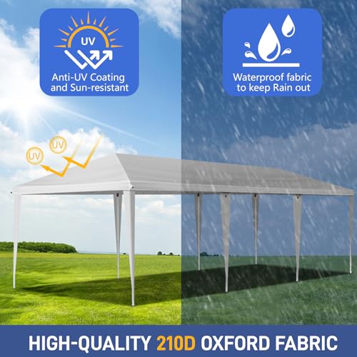 Outvita 10x30ft Ez Pop Up Outdoor Canopy Tent, Portable Commercial Instant Tent with Carry Bag for Party Wedding Birthday BBQ Events - style: 10x30-white