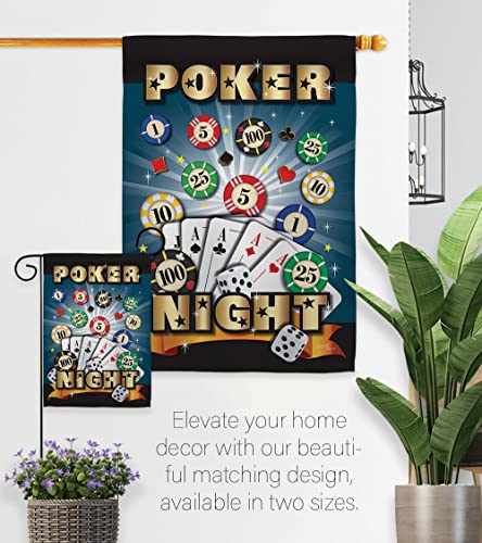 Breeze Decor Poker Night Garden Flag Set with Stand Interests Games Bunco Dice Bingo Hobbies Leisure Activity House Decoration Banner Small Yard Gift Double-Sided, Made in USA