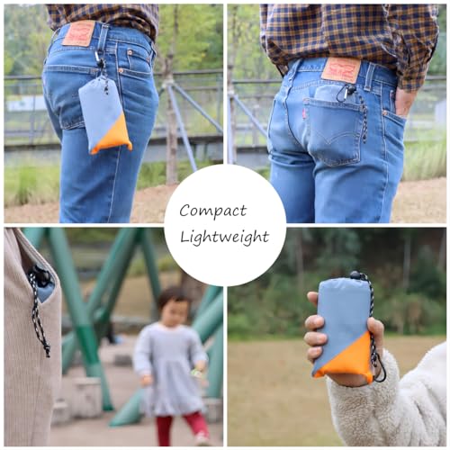 Orga'Neat Pocket Picnic Blanket, Sandproof Lightweight Pocket Camping Tarp, 55″x 60″ Foldable & Fits into Small Bag, Water Resistant Washable Quick Dry Compact Beach Mat for Outdoor Recreation - color: Grey/Orange, size: 55"x60"