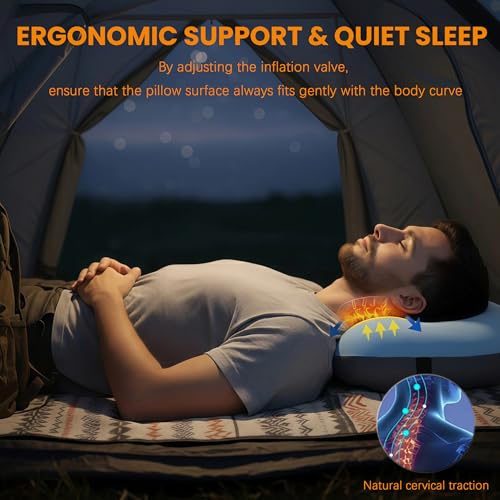 2 Packs Inflatable Neck Pillow for Beach Travel Camping Picnic Small Ultralight Cruise Ship Essentials Summer Vacation Must Have Travel Accessories Trip Necessities Stuff Thing Gift Supplies Gadget - color: 2pcs Black Gray