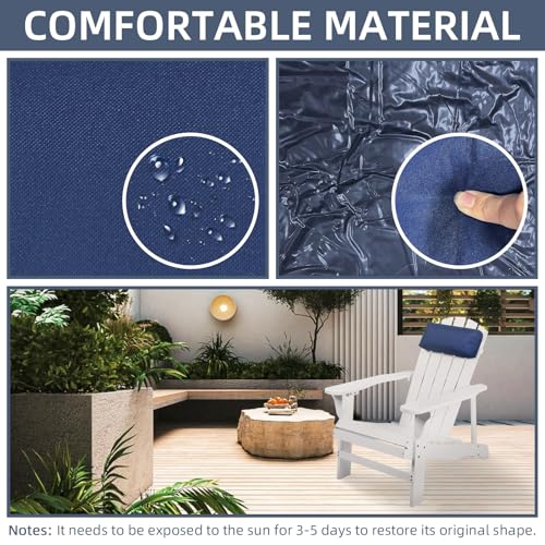 Headrest Pillow for Patio Chaise Lounge Chair, Outdoor Chaise Pillows with Adjustable Elastic Stripe Head Resting Pillows for Recliner Office Chair, Dark Blue - color: Dark Blue