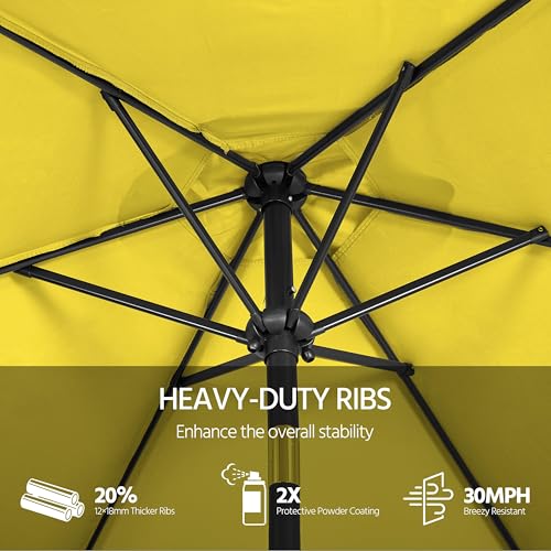 Yaheetech 9FT Patio Umbrella Outdoor with Heavy Duty Base Included,Table Umbrella with Push Button Tilt and Crank, UV Protection Waterproof for Yard/Outdoor/Wedding Parties and Events - Yellow - color: Yellow, size: 9FT