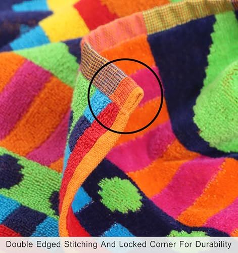 COTTON CRAFT Hooded Beach Towel for Adults – Oversized 39 x 68 Towel with Hood - 100% Cotton Velour Terry Jacquard Pool Bath Wrap - 450 GSM Soft Absorbent Quick Dry – Cozumel Red Blue Yellow - color: Cozumel - Red Blue Yellow, size: 1 Pack - 39x68 Hooded
