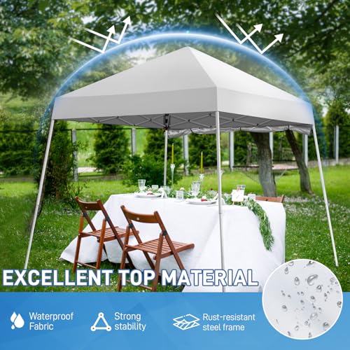 Outvita 6'x6' Pop Up Canopy Tent Commercial Instant Gazebo Tent, Waterproof & UV Protection Canopy Tent with Slant Legs & 1pc sidewall for Party Wedding Birthday BBQ Events - style: 6x6-white