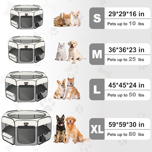 Aivituvin Dog Playpen Foldable Waterproof Pet Play Pens for Cat, Puppies, Rabbits, Chickens, Durable Portable Pet Tent for Travel Camping Indoor/Outdoor Grey XL - color: Grey, size: XL