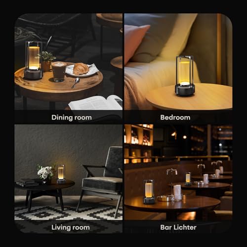 Portable Metal Table Lamp for Indoor/Outdoor ,Rechargeable Cordless LED Lamp, 3-Colour Infinitely Dimming Battery Powered Small Desk Lamp, Restaurant/Bedroom/Bar/Coffee/Camping Light (Grey Set of 2) - color: Grey Set of 2