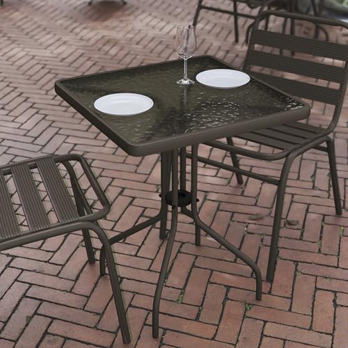 Flash Furniture Barker 23.5'' Square Indoor/Outdoor Tempered Glass Metal Frame Side Table, Bronze - color: Clear Top/Bronze Frame, size: 23.5" Square