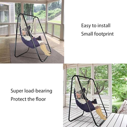 Hammock Chair Stand,Heavy-Duty Steel Hammock Stand,300LBS Multi-Use Swing Stand for Outdoor Indoor，Hammock Chair not Include, Black (Fast Delivery from USA)