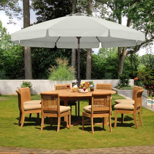 ABCCANOPY 9ft Scalloped Patio Umbrella, Outdoor Table Umbrella with Tilt and Crank, Fiberglass Ribs Deck Umbrella for Patio, Pool, Garden, Picnic (Light Beige) - color: Light Beige, size: 9ft
