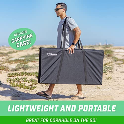 GoSports 4 x 2 ft All Weather Cornhole Boards - Rustic, Reed Camo, Woodland Camo, or Wood - 2 Regulation Size ToughToss Boards, 8 Bean Bags, and Carry Case - color: Rustic Design