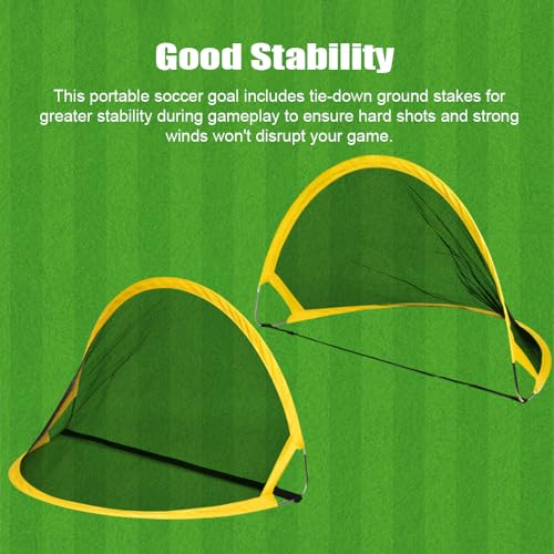 Packable 2 Pack Soccer Goal Pop Up Backyard Portable Soccer Goal Net Foldable Indoor Outdoor Kids Soccer Goal Set Soccer Training Equipment Soccer Ground Stakes