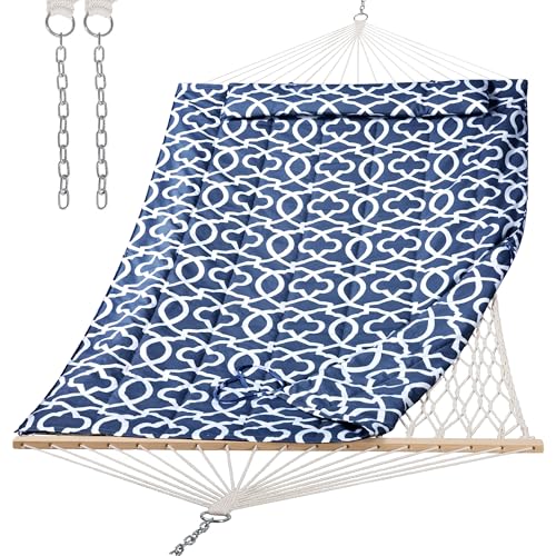 SUNCREAT Hammocks Replacement Hammock for Stand, 475 lbs Capacity, Two Person Backyard Hammock with Pad for Outside, Dark Gray Pattern - color: Dark Gray Pattern