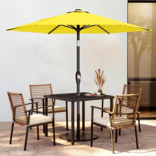AreShark 7.5FT Patio Umbrella Table Market Umbrella with 6 Sturdy Ribs, Button Tilt/Crank Heavy-Duty Round Outdoor Umbrellas for Garden, Deck, Backyard,and Pool, Yellow - color: Yellow, size: 7.5FT