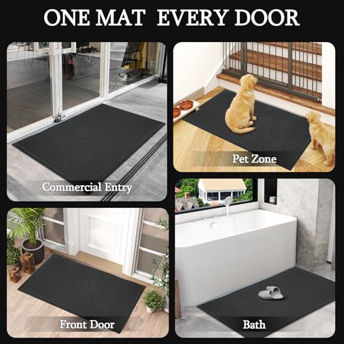 4'X6'Mesh Dirt Trapper Mat,Heavy Duty Welcome Mat,Commercial Floor Rugs,Front Door Carpet Outside Entrance,Sand Catcher Door Mat,Anti-Slip Rubber Backing,Black - size: 4' x 6' (Rectangular)