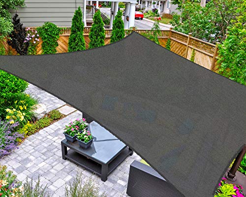AsterOutdoor Sun Shade Sail Rectangle 10' x 13' UV Block Canopy for Patio Backyard Lawn Garden Outdoor Activities, Graphite - color: Graphite, size: 10' x 13'