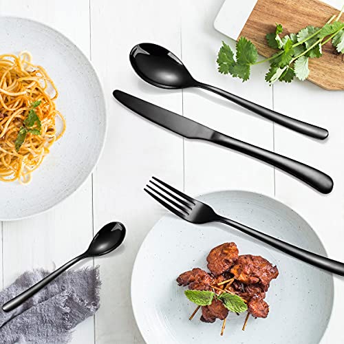 AARAINBOW 6 Pieces Stainless Steel Flatware Set Portable Reusable Cutlery Set Travel Utensils Set Including Chopsticks Knife Fork Spoon Straws Cleaning Brush Dishwasher Safe (7 Black) - color: 7 Black