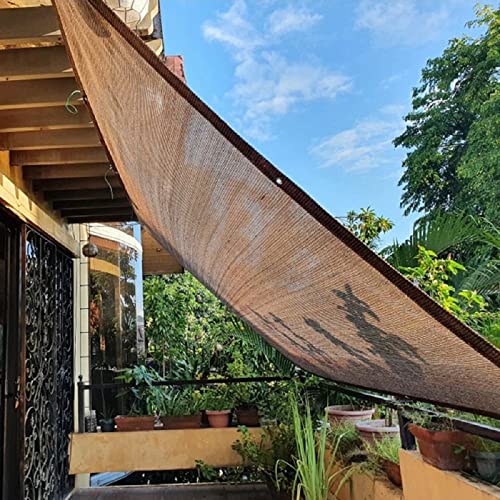 Shade Sail Sun Shade Cloth 9'9"x13' Rectangle Outdoor Canopy Outside Sunshade Awning Cover Privacy Screen Net UV Block for Patio Pergola Gazebo Porch Backyard Lawn Garden Outdoor Activities - color: Coffee, size: 9'9"x13'