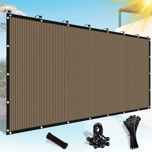 Shade&Beyond Customized Size 90% Sun Shade Cloth with Grommets, 6' X 20' Pergola Shade Cover Canopy, Mesh Tarp Sun Screens for Patio, Outdoor, Garden, Backyard, Mocha - color: Mocha, size: 0 6' X 2 0'