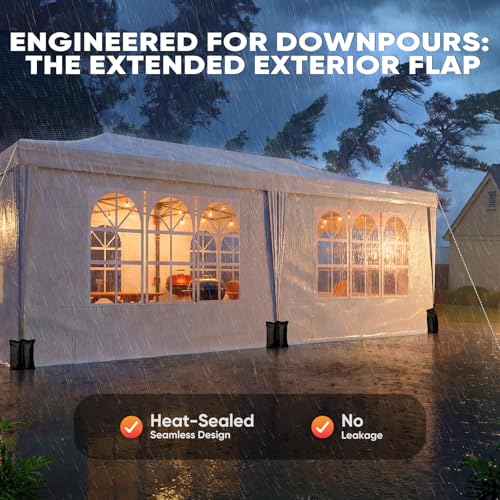 Quictent 10x20 Pop up Canopy with Sidewalls Easy up Canopy Tent Instant Shelter with Windows for Outdoor Events Parties Weddings Commercials Vendors - color: White, size: 10x20 With Sidewall