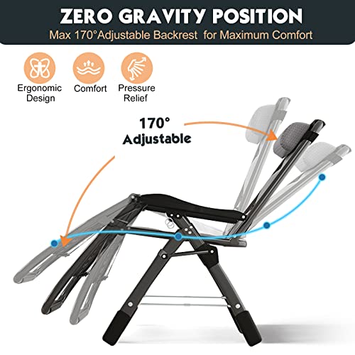 MOPHOTO Zero Gravity Chair, Outdoor Padded Lounge Chair with Side Table, Zero Gravity Recliner Chair, Outdoor Reclining Chair, Sturdy & Comfortable, Supports up to 440lbs - color: Pearl Gray, style: Zero Gravity Chair